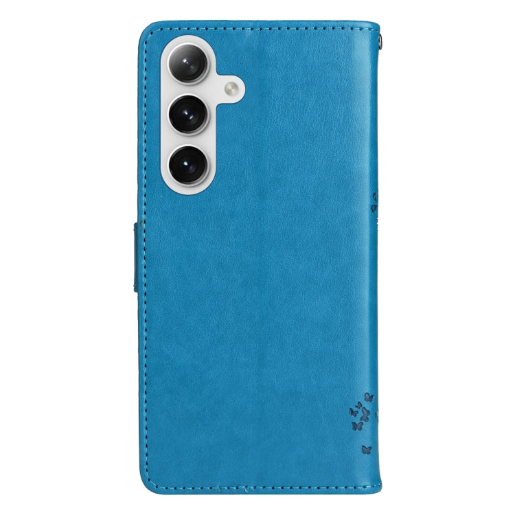 For Galaxy S25+ / S24+ 5G Tree & Cat Embossed Pattern Flip Leather Phone Case
