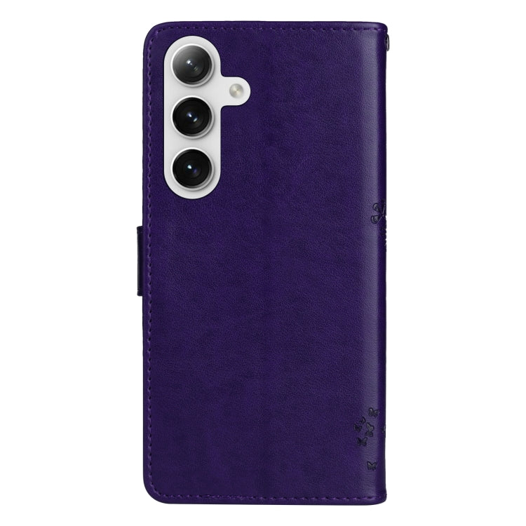 For Galaxy S25+ / S24+ 5G Tree & Cat Embossed Pattern Flip Leather Phone Case