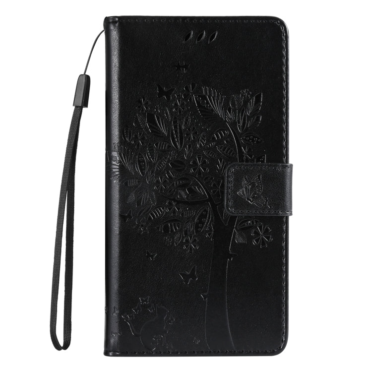 For Galaxy S25+ / S24+ 5G Tree & Cat Embossed Pattern Flip Leather Phone Case