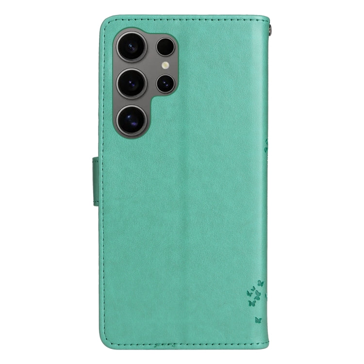 For Galaxy S25 Ultra 5G Tree & Cat Embossed Pattern Flip Leather Phone Case