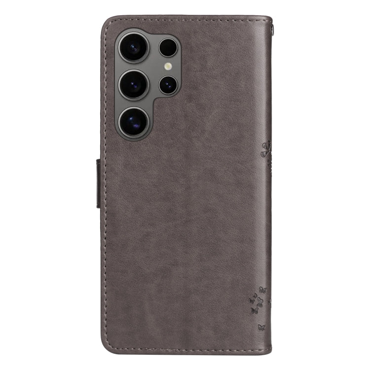 For Galaxy S25 Ultra 5G Tree & Cat Embossed Pattern Flip Leather Phone Case