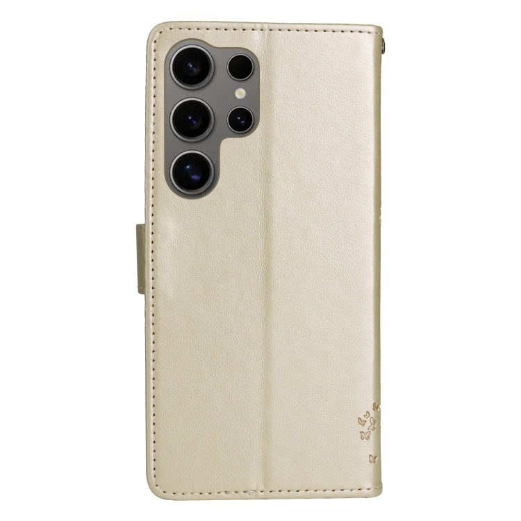 For Galaxy S25 Ultra 5G Tree & Cat Embossed Pattern Flip Leather Phone Case