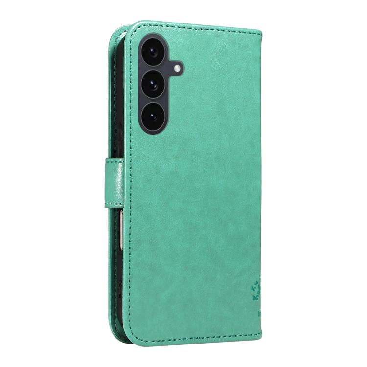 For Galaxy S25 FE 5G Tree & Cat Embossed Pattern Flip Leather Phone Case