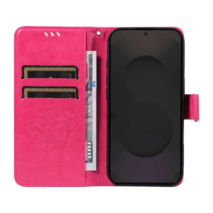 For Galaxy S25 FE 5G Tree & Cat Embossed Pattern Flip Leather Phone Case