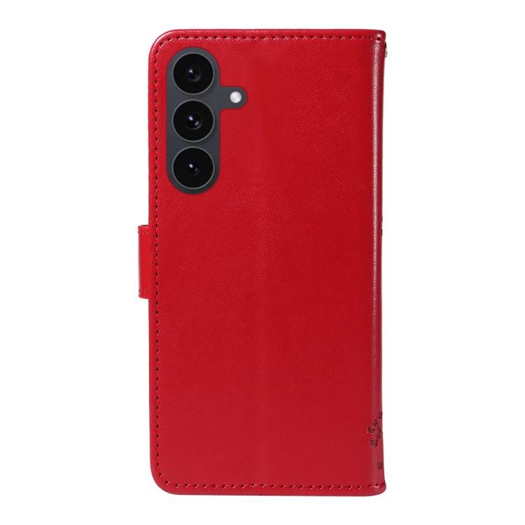 For Galaxy S25 FE 5G Tree & Cat Embossed Pattern Flip Leather Phone Case
