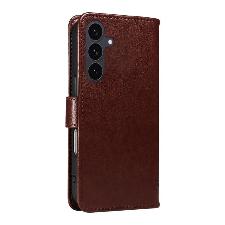 For Galaxy S25 FE 5G Tree & Cat Embossed Pattern Flip Leather Phone Case