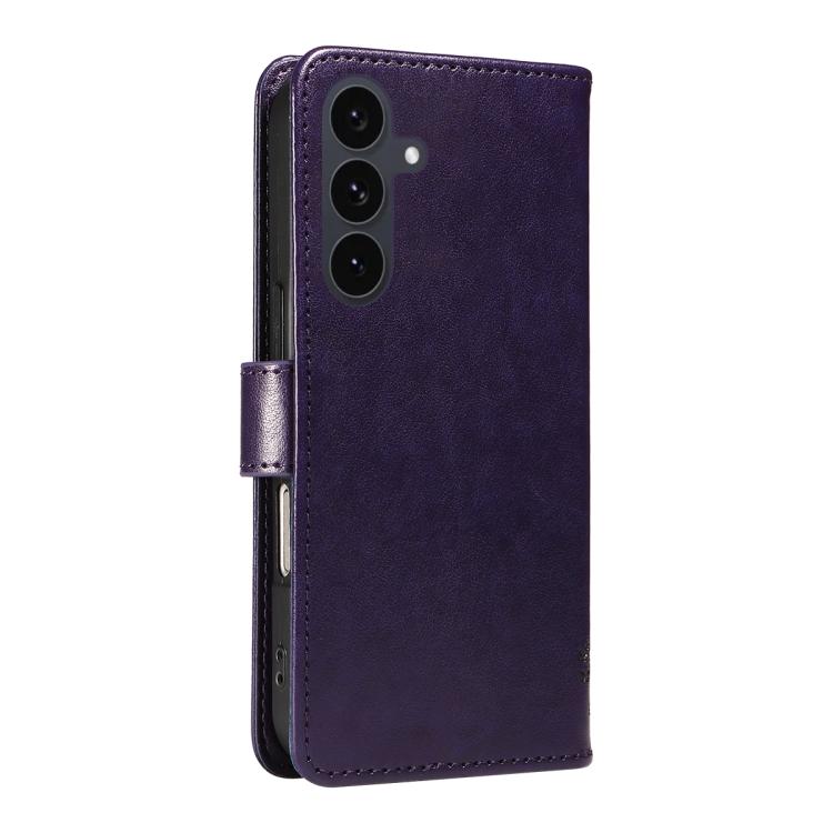 For Galaxy S25 FE 5G Tree & Cat Embossed Pattern Flip Leather Phone Case