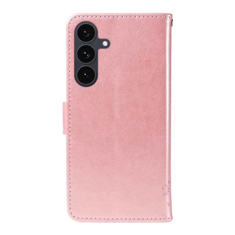 For Galaxy S25 FE 5G Tree & Cat Embossed Pattern Flip Leather Phone Case
