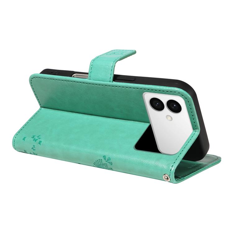For Galaxy S26 Edge 5G Tree & Cat Embossed Pattern Flip Leather Phone Case