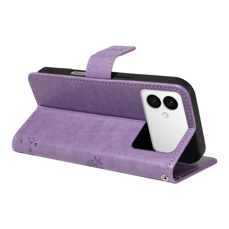 For Galaxy S26 Edge 5G Tree & Cat Embossed Pattern Flip Leather Phone Case