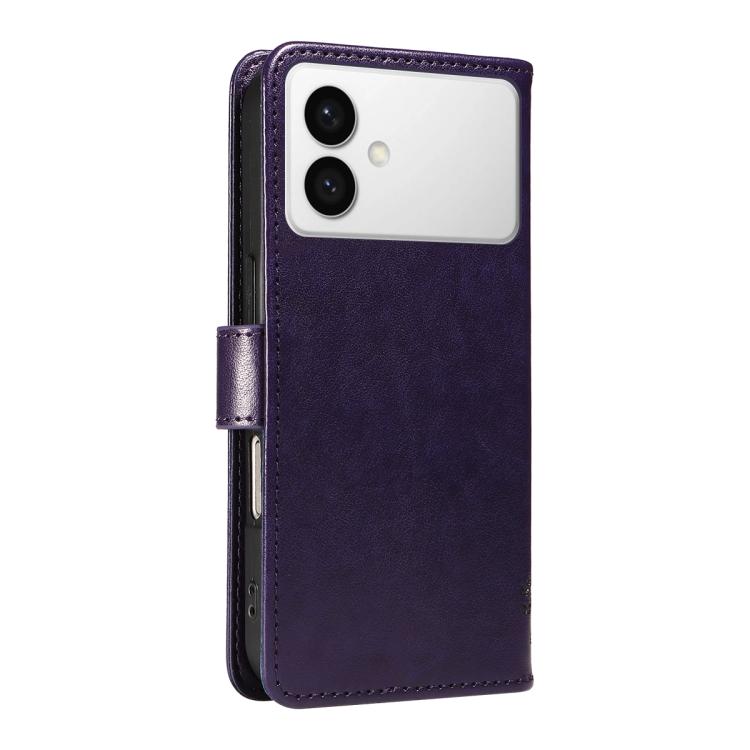For Galaxy S26 Edge 5G Tree & Cat Embossed Pattern Flip Leather Phone Case