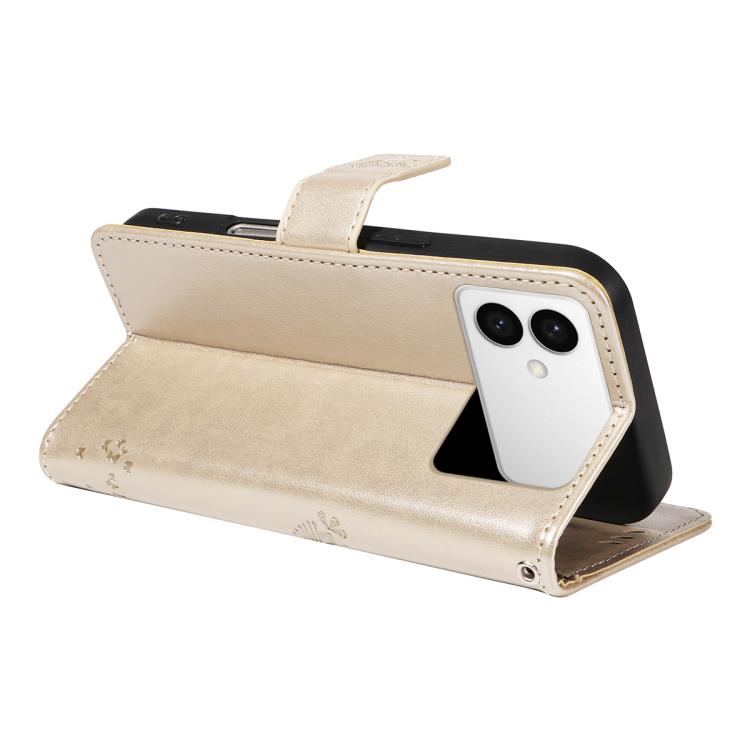 For Galaxy S26 Edge 5G Tree & Cat Embossed Pattern Flip Leather Phone Case