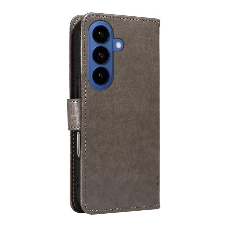 For Galaxy S26 5G Tree & Cat Embossed Pattern Flip Leather Phone Case