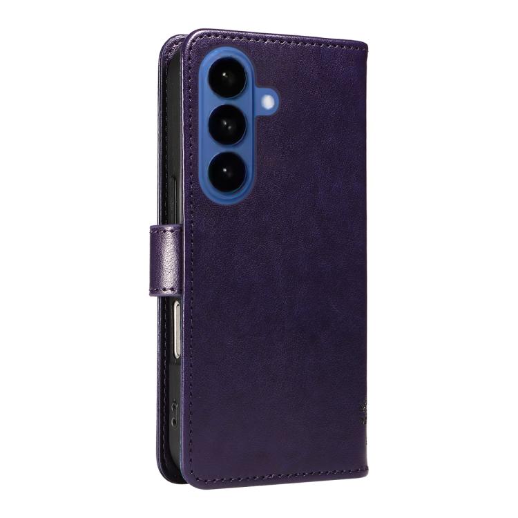 For Galaxy S26 5G Tree & Cat Embossed Pattern Flip Leather Phone Case