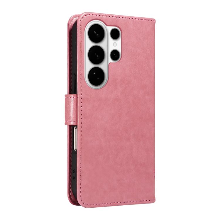 For Galaxy S26 Ultra 5G Tree & Cat Embossed Pattern Flip Leather Phone Case