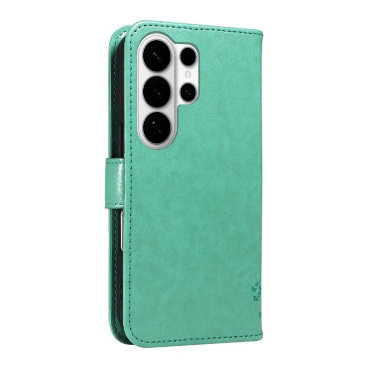 For Galaxy S26 Ultra 5G Tree & Cat Embossed Pattern Flip Leather Phone Case