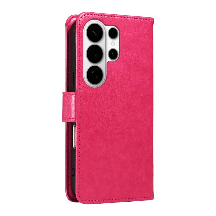 For Galaxy S26 Ultra 5G Tree & Cat Embossed Pattern Flip Leather Phone Case