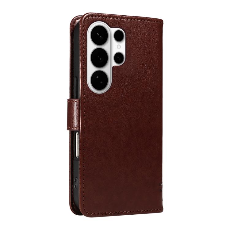 For Galaxy S26 Ultra 5G Tree & Cat Embossed Pattern Flip Leather Phone Case