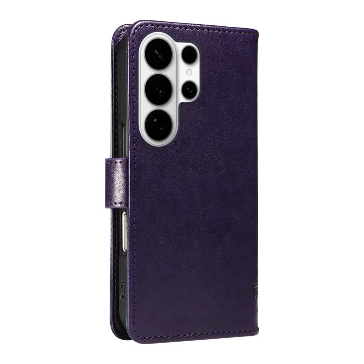 For Galaxy S26 Ultra 5G Tree & Cat Embossed Pattern Flip Leather Phone Case