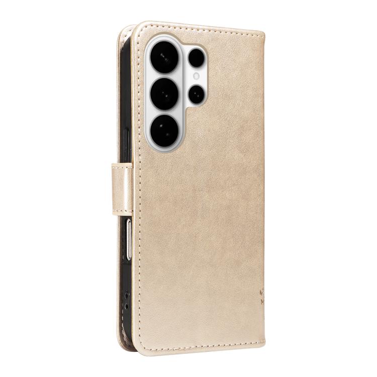 For Galaxy S26 Ultra 5G Tree & Cat Embossed Pattern Flip Leather Phone Case
