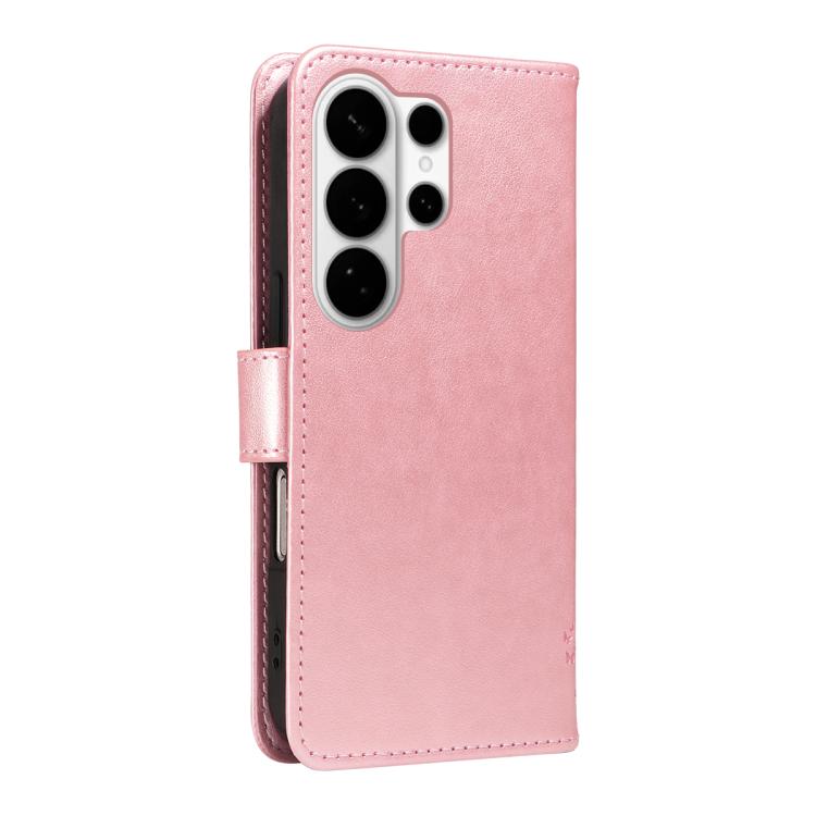 For Galaxy S26 Ultra 5G Tree & Cat Embossed Pattern Flip Leather Phone Case