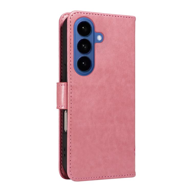 For Galaxy S26+ 5G Tree & Cat Embossed Pattern Flip Leather Phone Case