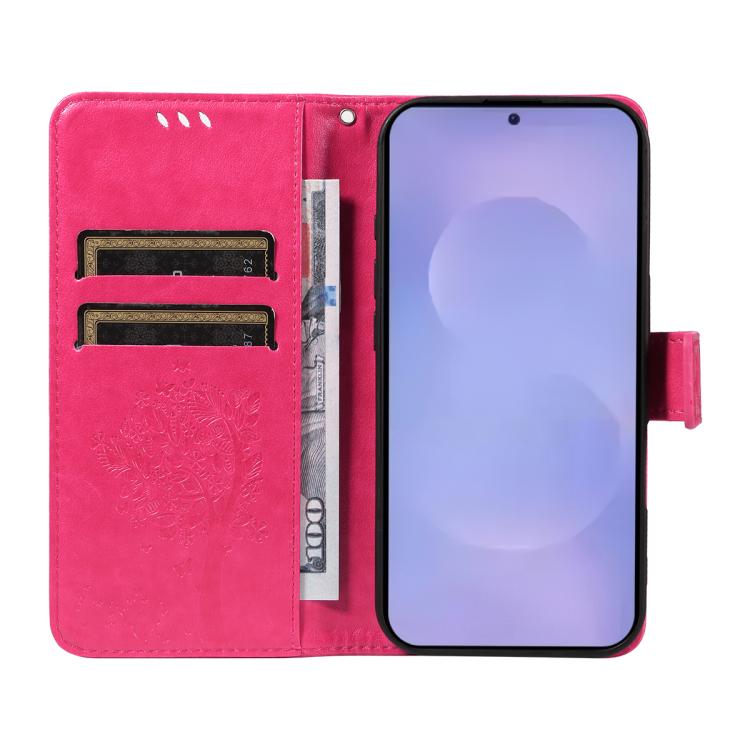 For Galaxy S26+ 5G Tree & Cat Embossed Pattern Flip Leather Phone Case