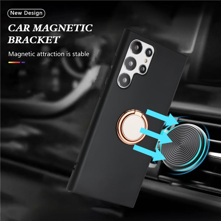 For Samsung Galaxy S22 Ultra 5G Matte Ring Holder TPU Phone Case