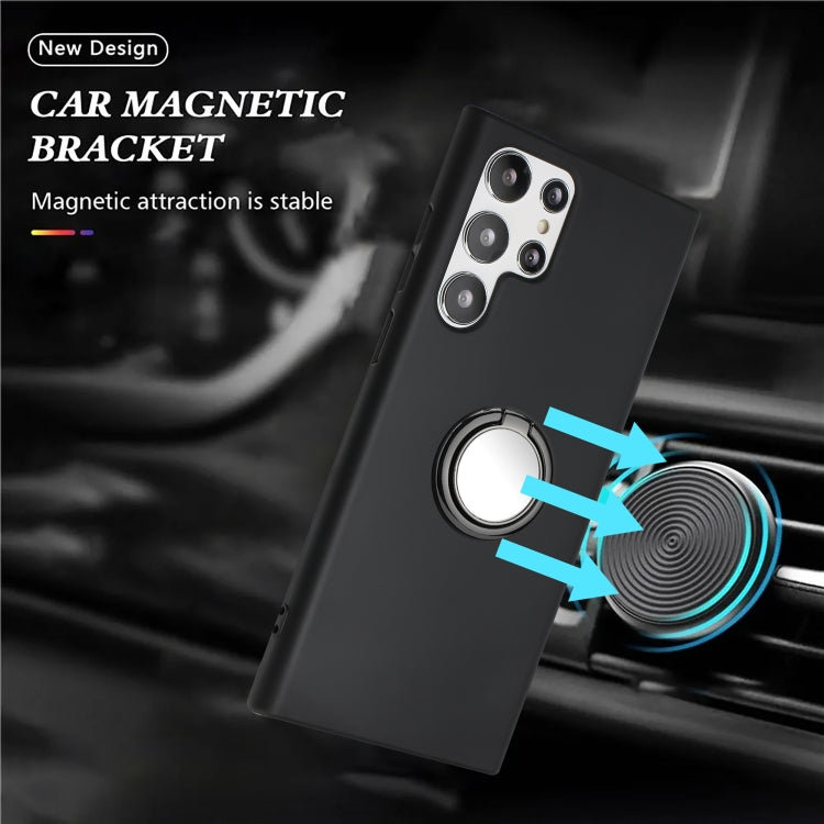 For Samsung Galaxy S22 Ultra 5G Matte Ring Holder TPU Phone Case