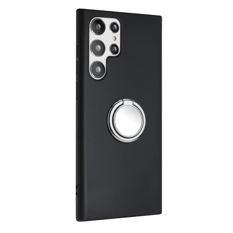 For Samsung Galaxy S22 Ultra 5G Matte Ring Holder TPU Phone Case