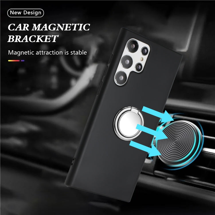 For Samsung Galaxy S22 Ultra 5G Matte Ring Holder TPU Phone Case
