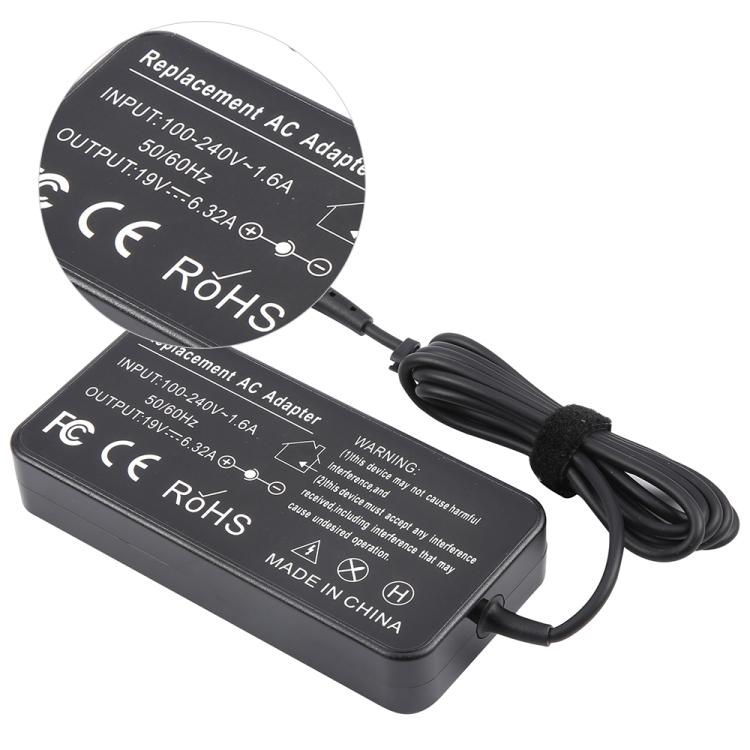 120W 19V 6.32A Laptop Notebook Power Adapter For ASUS 6.0 x 3.7mm, Plug:US Plug