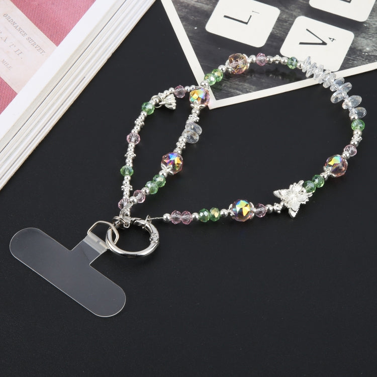 Mobile Phone Anti-lost Pink Green Bead Chain Short Lanyard - Butterfly