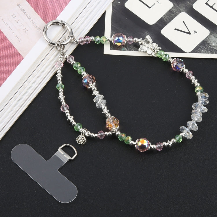 Mobile Phone Anti-lost Pink Green Bead Chain Short Lanyard - Butterfly