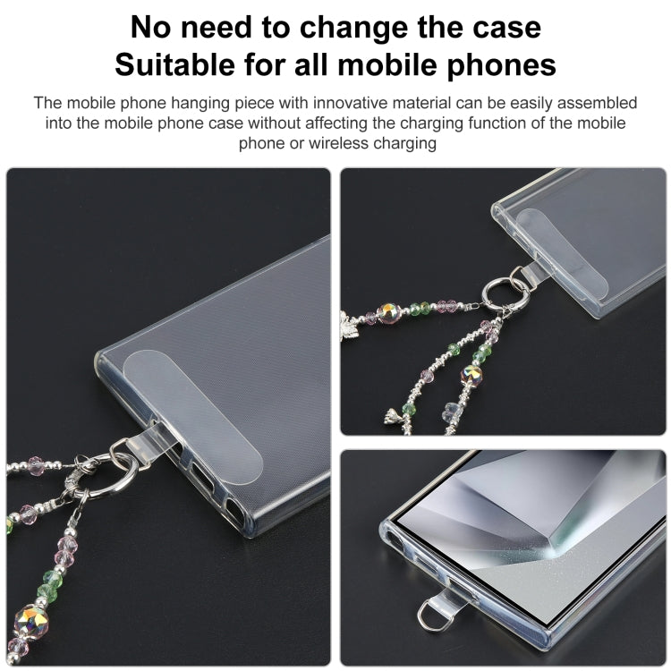 Mobile Phone Anti-lost Pink Green Bead Chain Short Lanyard - Butterfly