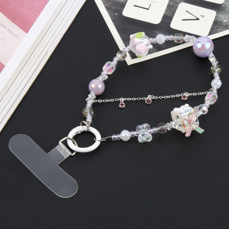 Mobile Phone Anti-lost Flower Block Bead Chain Short Lanyard