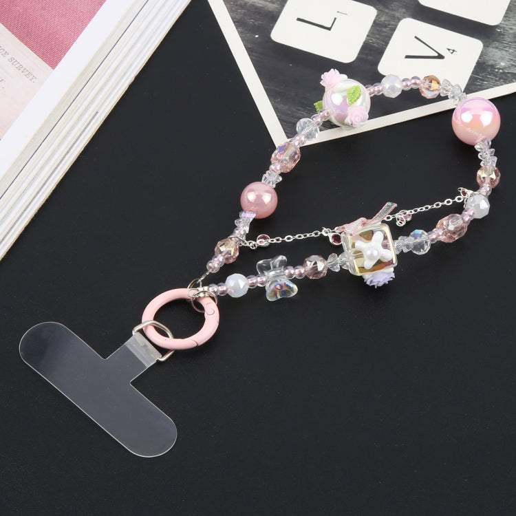 Mobile Phone Anti-lost Flower Block Bead Chain Short Lanyard