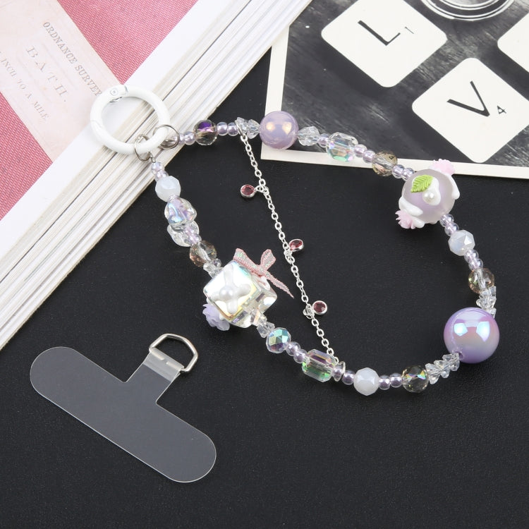 Mobile Phone Anti-lost Flower Block Bead Chain Short Lanyard