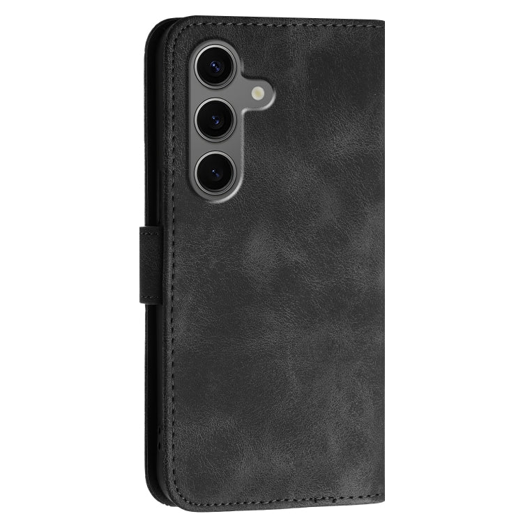 For Samsung Galaxy S25+ 5G Grid Butterfly Embossed Pattern Leather Phone Case with Lanyard
