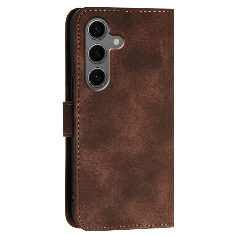 For Samsung Galaxy S25+ 5G Grid Butterfly Embossed Pattern Leather Phone Case with Lanyard