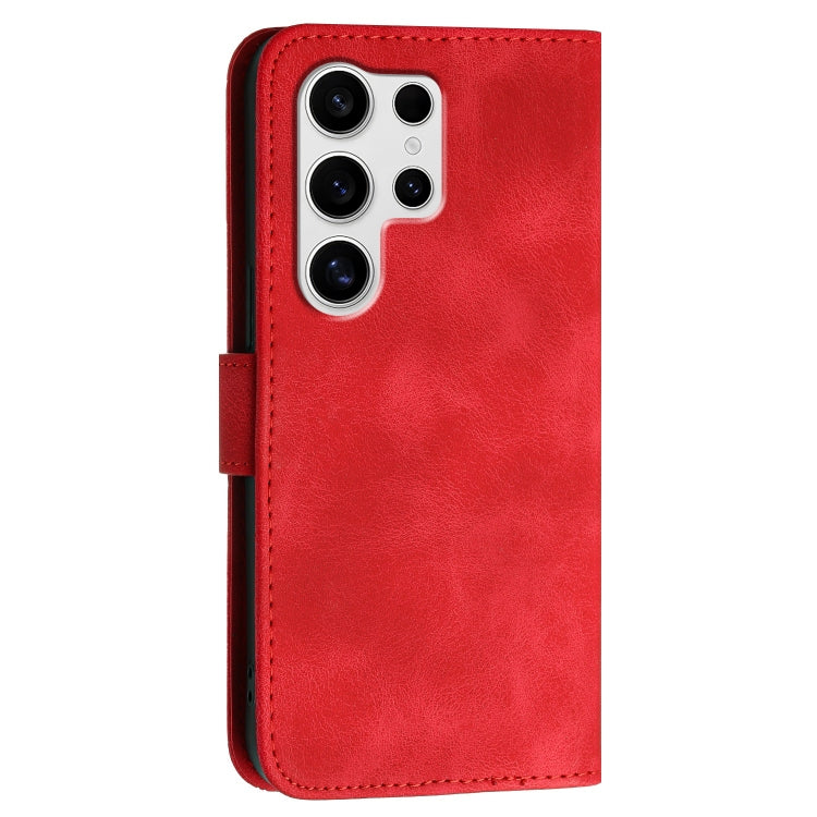 For Samsung Galaxy S25 Ultra 5G Grid Butterfly Embossed Pattern Leather Phone Case with Lanyard