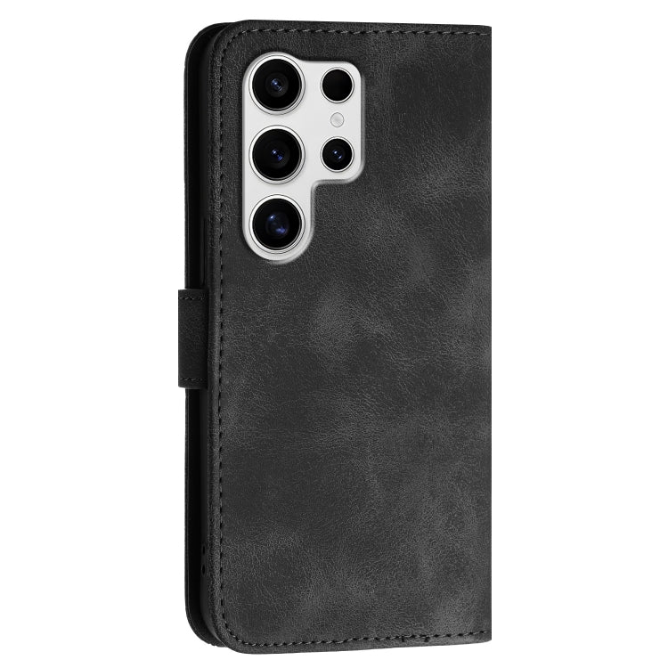 For Samsung Galaxy S25 Ultra 5G Grid Butterfly Embossed Pattern Leather Phone Case with Lanyard