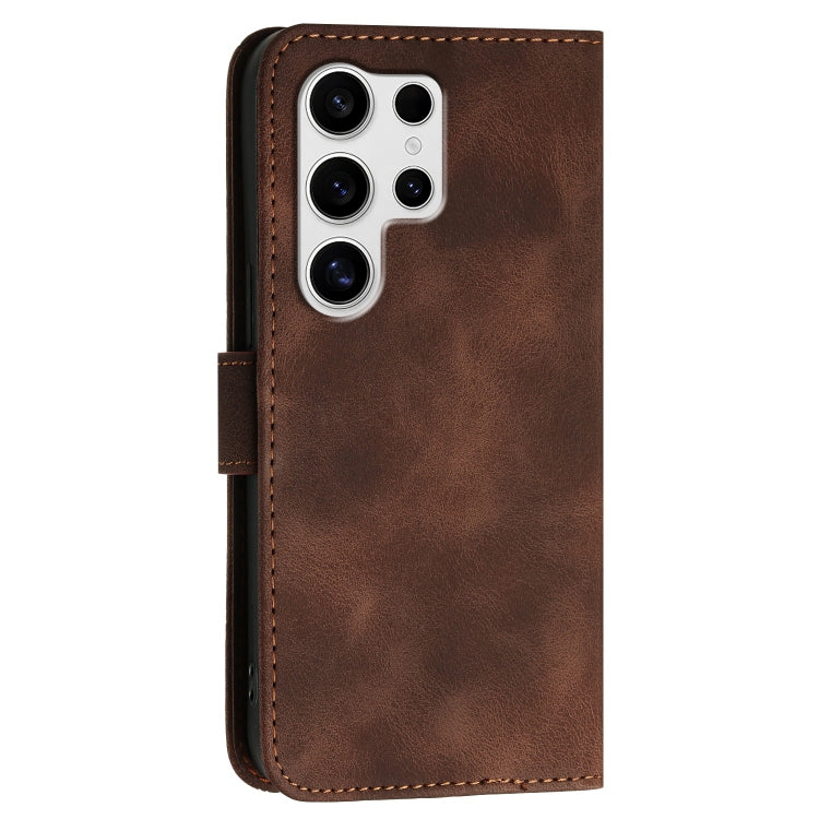 For Samsung Galaxy S25 Ultra 5G Grid Butterfly Embossed Pattern Leather Phone Case with Lanyard