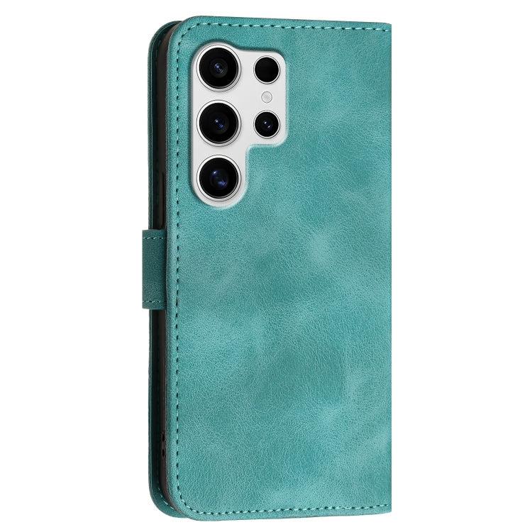 For Samsung Galaxy S25 Ultra 5G Grid Butterfly Embossed Pattern Leather Phone Case with Lanyard