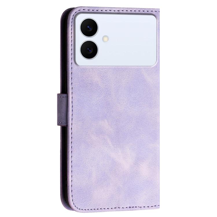 For Samsung Galaxy S26 Edge 5G Grid Butterfly Embossed Pattern Leather Phone Case with Lanyard