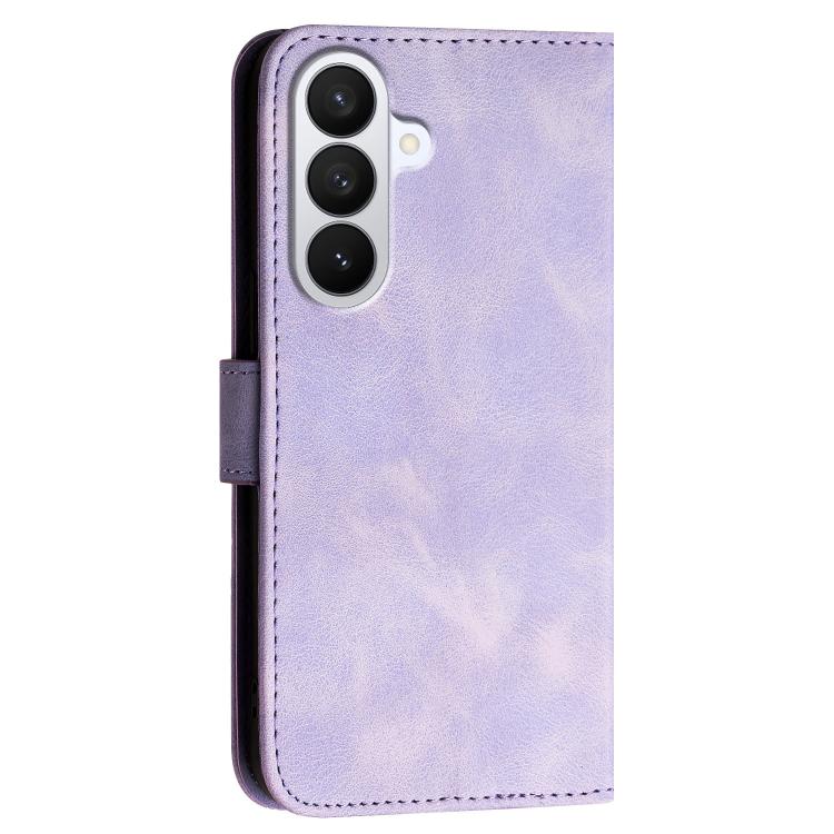 For Samsung Galaxy S26 5G Grid Butterfly Embossed Pattern Leather Phone Case with Lanyard
