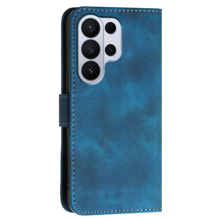 For Samsung Galaxy S26 Ultra 5G Grid Butterfly Embossed Pattern Leather Phone Case with Lanyard