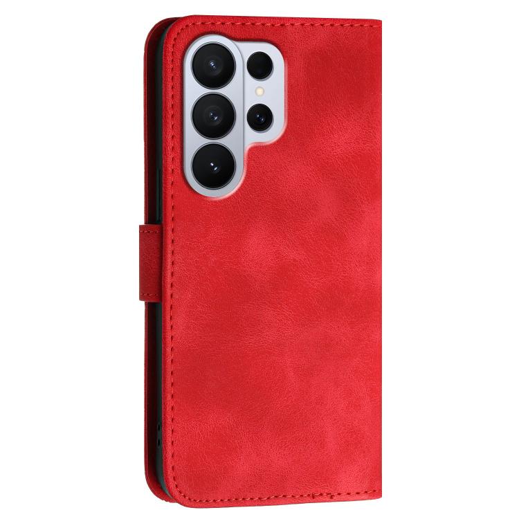 For Samsung Galaxy S26 Ultra 5G Grid Butterfly Embossed Pattern Leather Phone Case with Lanyard