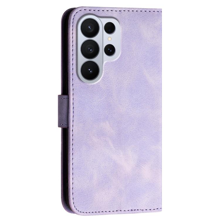 For Samsung Galaxy S26 Ultra 5G Grid Butterfly Embossed Pattern Leather Phone Case with Lanyard