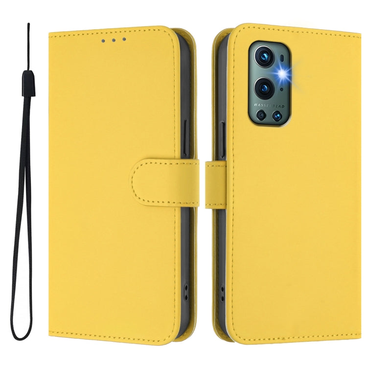For OnePlus 9 Pro Skin Feel Solid Color Leather Phone Case with Lanyard